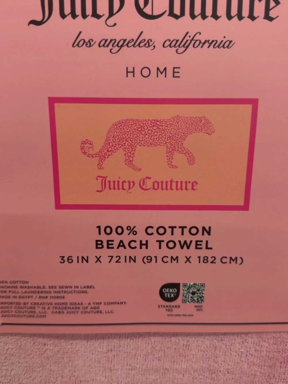 Juicy Couture Pink Leopard Logo Beach Towel